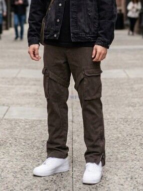 Urban Outfitters Standard Cloth Brown Herringbone Cotton Cargos Sz Small Strap